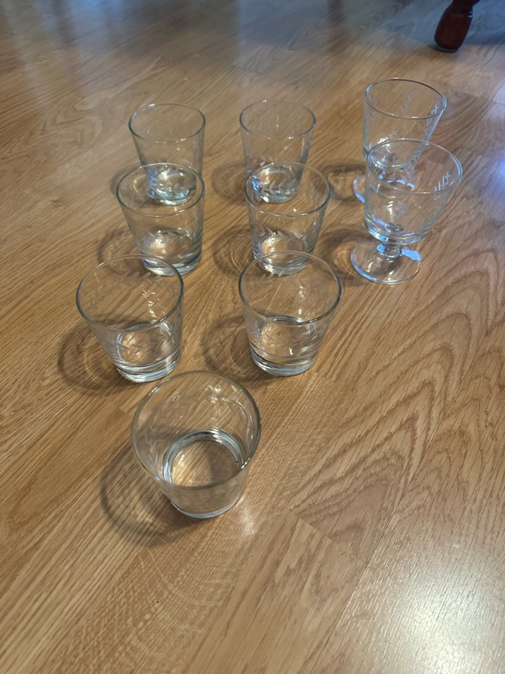 Etched glass cups